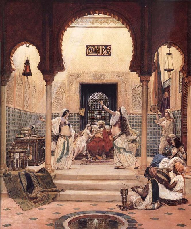 Paul-Louis Bouchard The Egyptian Dancing Girls Norge oil painting art